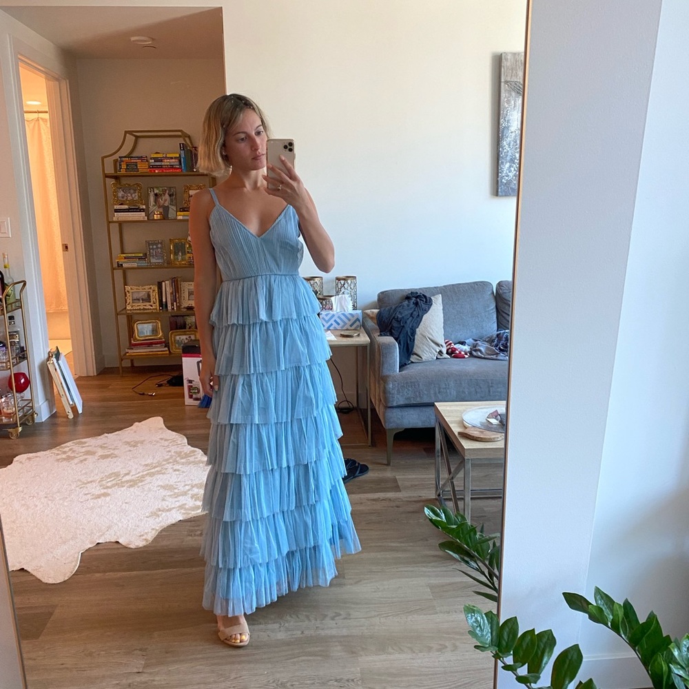 ASOS Light Blue Tiered Maxi Dress